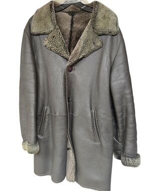 Men's Shearling Leather Coat - Brown